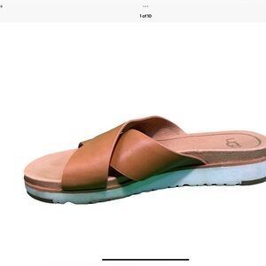 UGG Leather Tan Slide Sandals